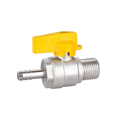 صمام كروي غاز نحاسي أملس مع موصل خرطوم X ذكر صمام ختم PTFE